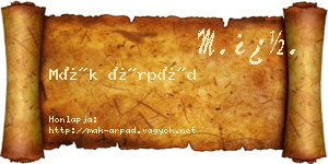 Mák Árpád névjegykártya