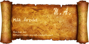 Mák Árpád névjegykártya
